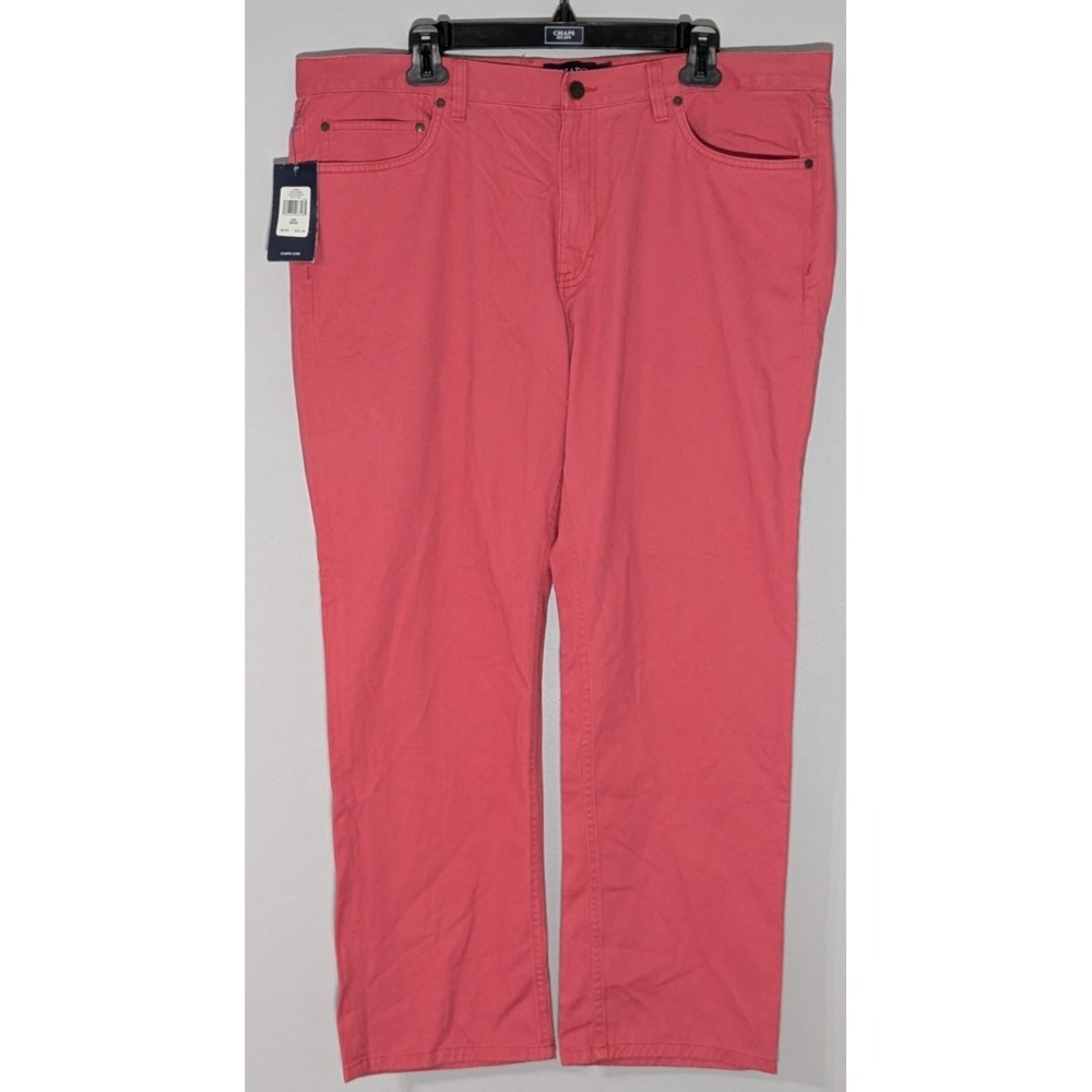 NWT Chaps 5-Pocket Twill Nantucket Red 38 x 30 Stylish Colorful Pants